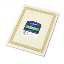 PARCHMENT PAPER CERTIFICATES, 8-1/2 X 11, NATURAL DIPLOMAT BORDER, 50/PACK