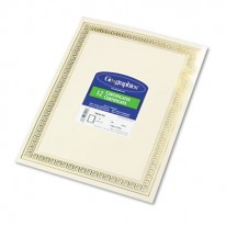 FOIL ENHANCED CERTIFICATES, 8-1/2 X 11, GOLD FLOURISH BORDER, 12/PACK