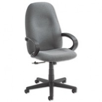 ENTERPRISE SERIES HIGH-BACK SWIVEL/TILT CHAIR, OLEFIN FABRIC, GRAY