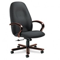 ENTERPRISE HIGH-BACK TILT CHAIR, 26-1/2 X 27 X 47-1/2H, GRAY/TIGER MAHOGANY