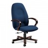 ENTERPRISE HIGH-BACK TILT CHAIR, 26-1/2 X 27 X 47-1/2, NAVY/TIGER MAHOGANY