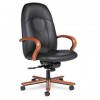 TAMIRI HIGH-BACK TILT CHAIR, 24-1/2 X 27 X 45, BLACK LEATHER, WOOD ARMS/BASE