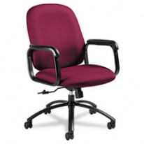 MAX SERIES MID-BACK PNEUMATIC TILT CHAIR, BURGUNDY FABRIC, BLACK FRAME