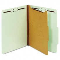 PRESSBOARD CLASSIFICATION FOLDERS, 4 FASTENERS, 2/5 CUT, LETTER, GREEN, 10/BOX