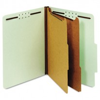 PRESSBOARD CLASSIFICATION FOLDERS, SIX FASTENERS, 2/5 CUT, LETTER, GREEN, 10/BOX