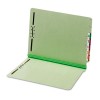 END TAB FOLDERS, TWO FASTENERS, ONE INCH EXPANSION, LETTER, GREEN, 25/BOX