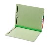 END TAB FOLDERS, TWO FASTENERS, TWO INCH EXPANSION, LETTER, GREEN, 25/BOX