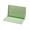 END TAB FOLDERS, TWO FASTENERS, TWO INCH EXPANSION, LEGAL, GREEN, 25/BOX