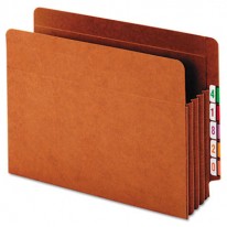 HEAVY-DUTY EXPANDING FILE POCKET, END TAB, 3 1/2 INCH, LETTER, BROWN, 10/BOX