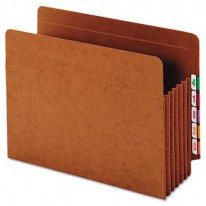 HEAVY-DUTY EXPANDING FILE POCKET, END TAB, 5 1/4 INCH, LETTER, BROWN, 10/BOX