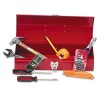 16-PIECE LIGHT-DUTY OFFICE TOOL KIT IN 16 METAL BOX, RED