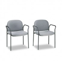 MULTIPURPOSE STACKING ARM CHAIRS, GRAY, 2/CARTON