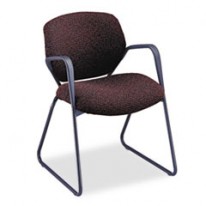 RESOLUTION 6200 SERIES GUEST ARM CHAIR, SLED BASE, CLARET BURGUNDY FABRIC