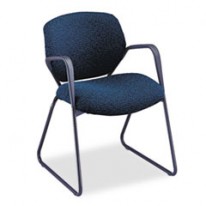 RESOLUTION 6200 SERIES GUEST ARM CHAIR, SLED BASE, NAVY BLUE FABRIC