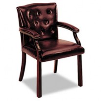 6540 SERIES GUEST ARM CHAIR, MAHOGANY/OXBLOOD VINYL UPHOLSTERY