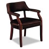 6550 SERIES GUEST ARM CHAIR, MAHOGANY/OXBLOOD VINYL UPHOLSTERY