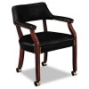 6550 SERIES GUEST ARM CHAIR WITH CASTERS, MAHOGANY/BLACK VINYL UPHOLSTERY