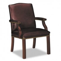 JACKSON 6570 SERIES CREST-BACK GUEST CHAIR, MAHOGANY/BURGUNDY LEATHER