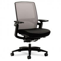 F3 SERIES ILIRA STRETCH-BACK WORK CHAIR, SLATE, BLACK UPHOLSTERY