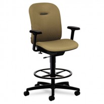 MIRUS SERIES SWIVEL TASK STOOL, TAUPE FABRIC UPHOLSTERY