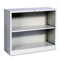 METAL BOOKCASE, 2 SHELVES, 34-1/2W X 12-5/8D X 29H, LIGHT GRAY