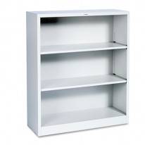 METAL BOOKCASE, 3 SHELVES, 34-1/2W X 12-5/8D X 41H, LIGHT GRAY