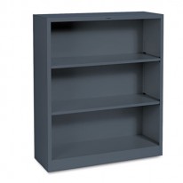 METAL BOOKCASE, 3 SHELVES, 34-1/2W X 12-5/8D X 41H, CHARCOAL