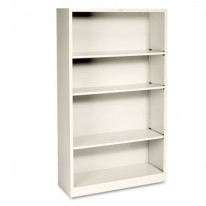 METAL BOOKCASE, 4 SHELVES, 34-1/2W X 12-5/8D X 59H, PUTTY