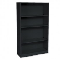 METAL BOOKCASE, 4 SHELVES, 34-1/2W X 12-5/8D X 59H, BLACK