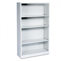 METAL BOOKCASE, 4 SHELVES, 34-1/2W X 12-5/8D X 59H, LIGHT GRAY