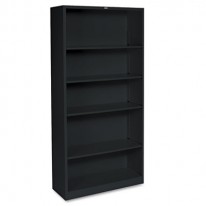 METAL BOOKCASE, 5 SHELVES, 34-1/2W X 12-5/8W X 71H, BLACK