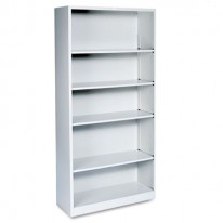 METAL BOOKCASE, 5 SHELVES, 34-1/2W X 12-5/8D X 71H, LIGHT GRAY