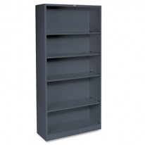 METAL BOOKCASE, 5 SHELVES, 34-1/2W X 12-5/8D X 71H, CHARCOAL