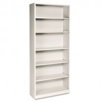 METAL BOOKCASE, 6 SHELVES, 34-1/2W X 12-5/8D X 81-1/8H, PUTTY