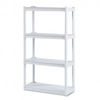 ROUGH N READY 4 SHELF OPEN STORAGE SYSTEM, RESIN, 32W X 13D X 54H, PLATINUM