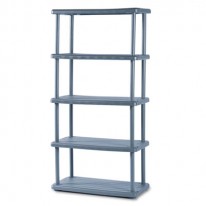 ROUGH N READY 5 SHELF OPEN STORAGE SYSTEM, RESIN, 36W X 18D X 74H, CHARCOAL