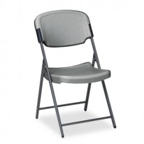 ROUGH N READY RESIN FOLDING CHAIR, STEEL FRAME, CHARCOAL