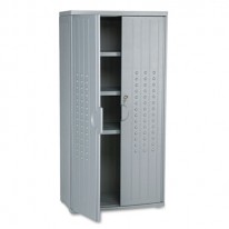 OFFICEWORKS RESIN STORAGE CABINET, 33W X 18D X 66H, CHARCOAL