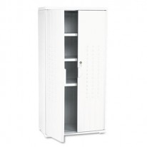 OFFICEWORKS RESIN STORAGE CABINET, 33W X 18D X 66H, PLATINUM