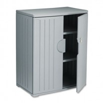 OFFICEWORKS RESIN STORAGE CABINET, 36W X 22D X 46H, CHARCOAL