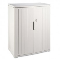 OFFICEWORKS RESIN STORAGE CABINET, 36W X 22D X 46H, PLATINUM