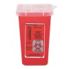 SHARPS WASTE RECEPTACLE, SQUARE, PLASTIC, 1 QT, RED