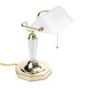 INCANDESCENT BANKER'S LAMP, GLASS SHADE, BRASS BASE, ACRYLIC ARM, 14 INCHES