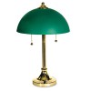 TAYLOR INCANDESCENT DESK LAMP, BRASS-PLATED BASE, GREEN GLASS SHADE, 19 INCHES