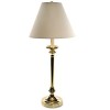 INCANDESCENT CANDLESTICK LAMP, BRASS-PLATED BASE, MUSHROOM SHADE, 27 INCHES HIGH