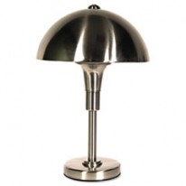 TABLE LAMP WITH STEEL SHADE, BRUSHED STEEL, 19-1/2 INCHES HIGH