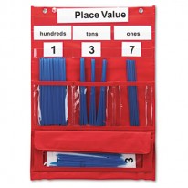 COUNTING AND PLACE VALUE POCKET CHART WITH CARDS, STRAWS, 13 X 17 3/4