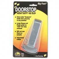 BIG FOOT DOORSTOP, NO-SLIP RUBBER WEDGE, 2W X 4-3/4D X 1-1/4H, GRAY