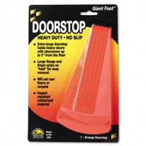 GIANT FOOT DOORSTOP, NO-SLIP RUBBER WEDGE, 3-1/2W X 6-3/4D X 2H, SAFETY ORANGE