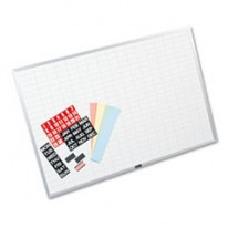 MAGNETIC WORK/PLAN KIT, 1X2 GRID, PORCELAIN-ON-STEEL, 36 X 24, BLUE/WHITE